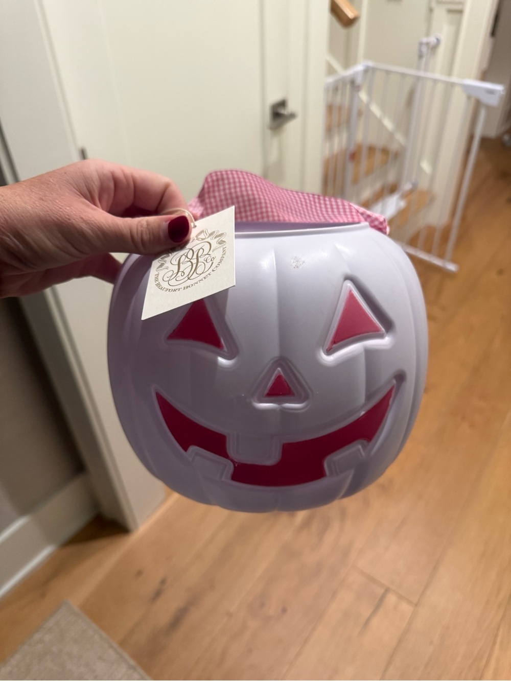 The Beaufort Bonnet Company White and Pink Pumpkin Treat Pail